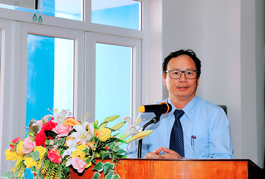 &Ocirc;ng Vũ Minh Khi&ecirc;m, B&iacute; thư Đảng ủy, Trưởng đại diện, Gi&aacute;m đốc Viễn th&ocirc;ng B&agrave; Rịa &ndash; Vũng T&agrave;u ph&aacute;t biểu chỉ đạo tại Đại hội